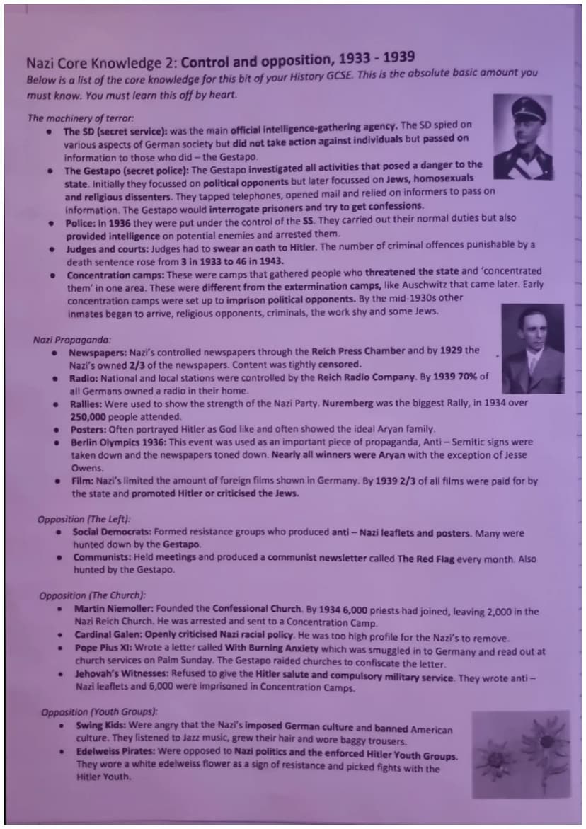 Nazi Core Knowledge 1: Democracy to Dictatorship
Below is a list of the core knowledge for this bit of your History GCSE. This is the absolu