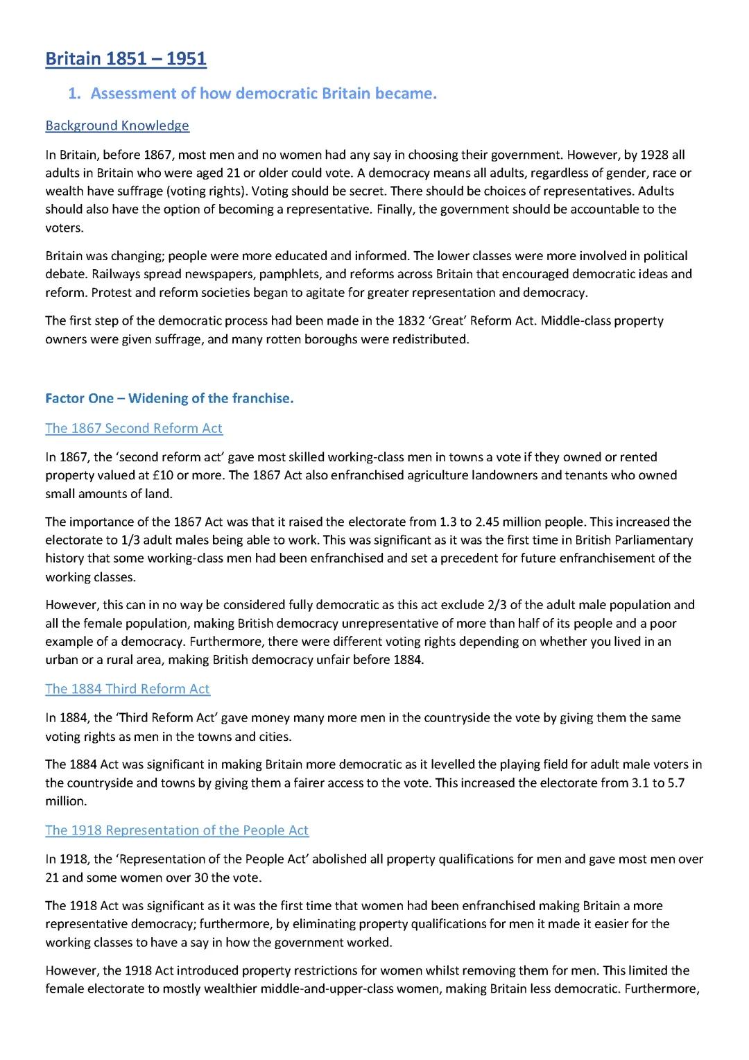 Britain 1851-1951 notes