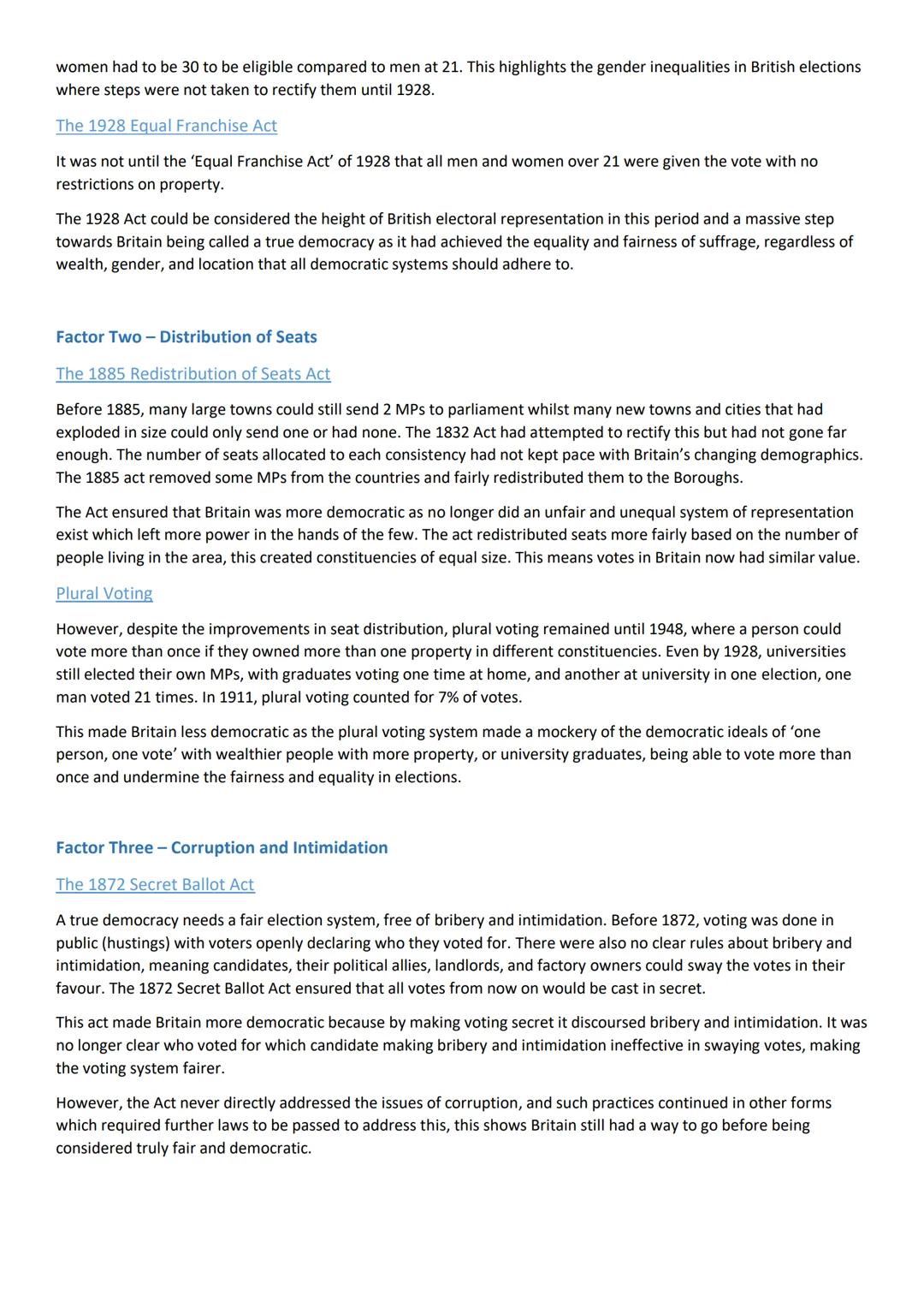 Britain 1851-1951
1. Assessment of how democratic Britain became.
Background Knowledge
In Britain, before 1867, most men and no women had an