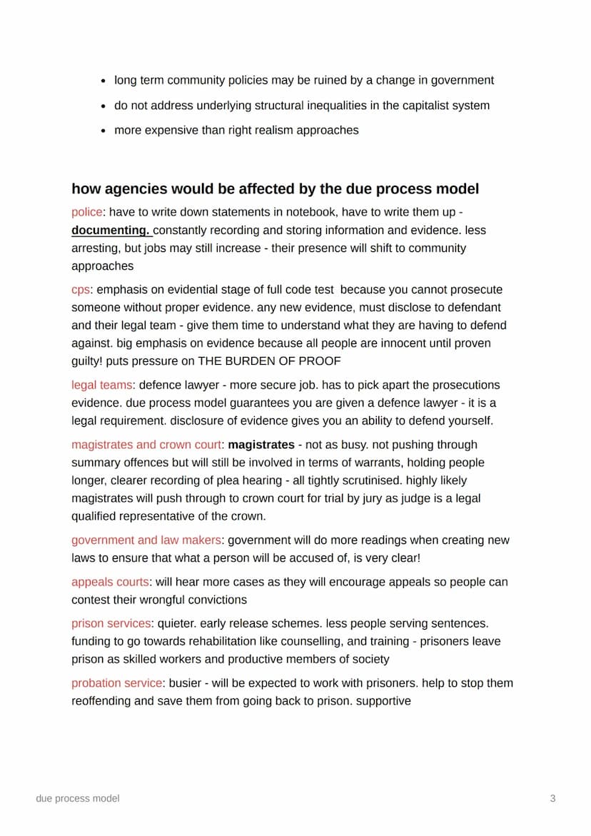due process model
Herbert Packer (1968) identified two contrasting ideological stances
(though more like approaches) about criminal justice.