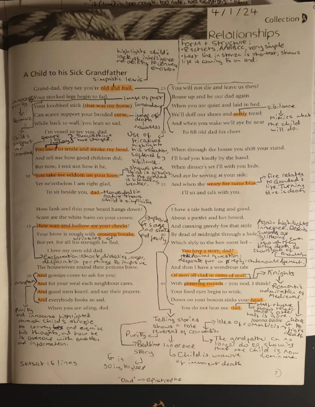 GCSE Relationships Poetry English Lit Analysis