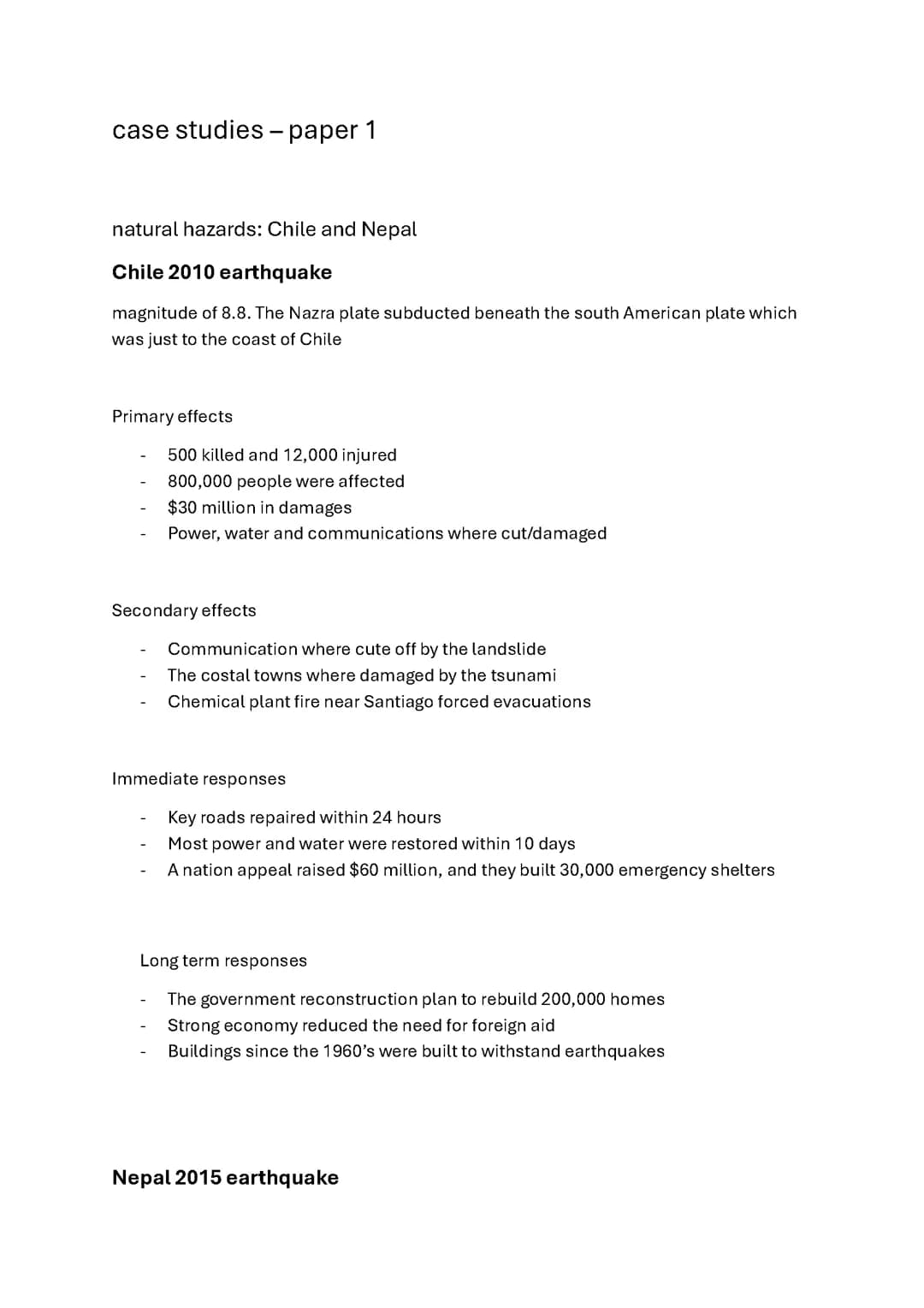 geography paper 1 case studies