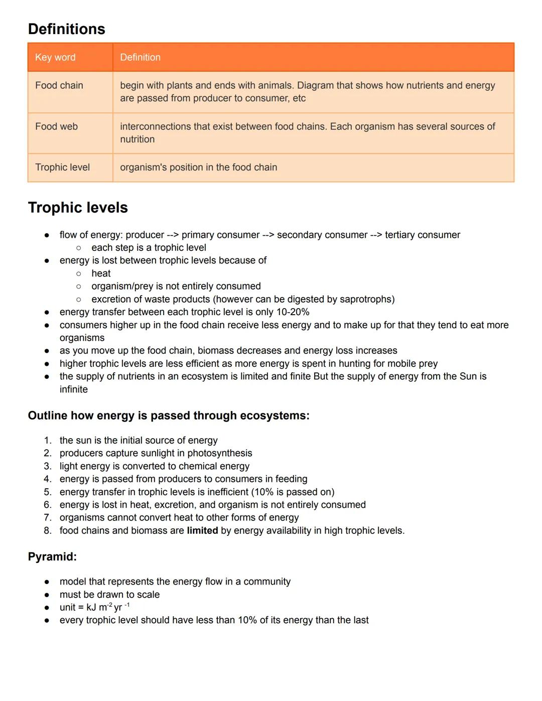 C4.1 Species, Communities and Ecosystems
Definitions:
Key word
Species
Population
Community
Ecosystem
Habitat
Autotrophs
Definition
a group 