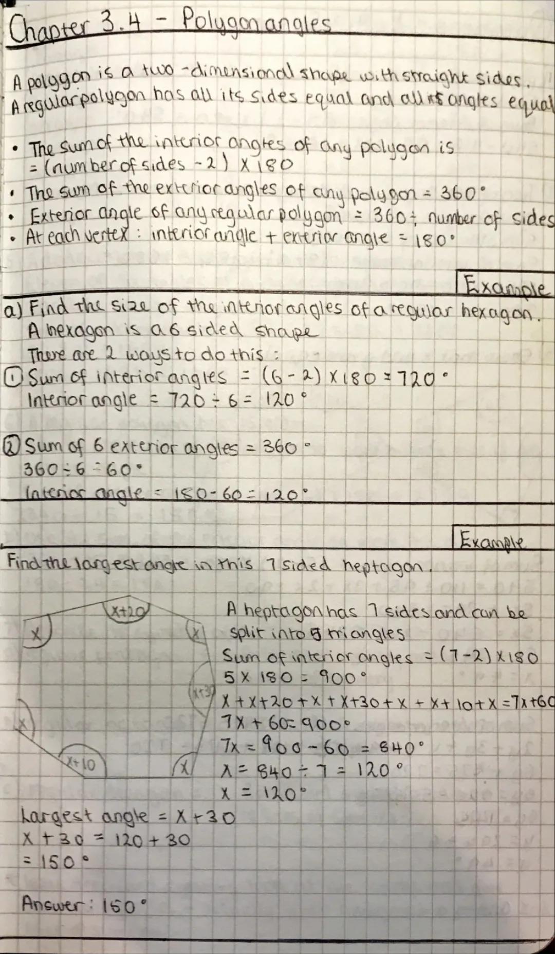 Polygon angles summary