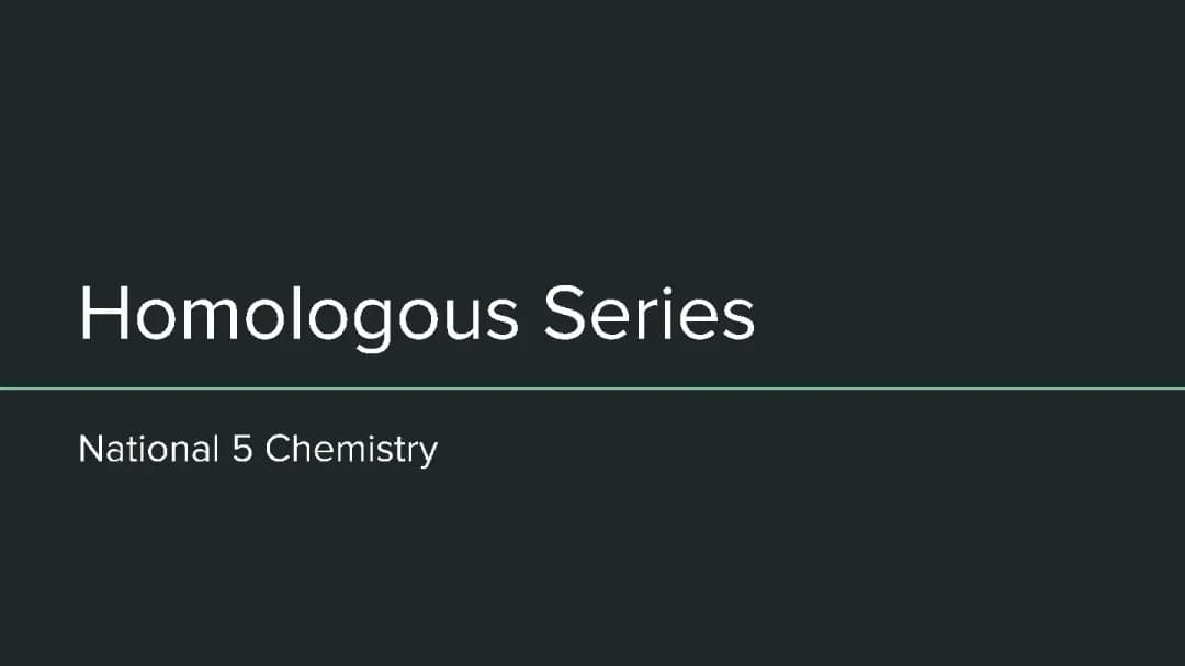 Homologous Series