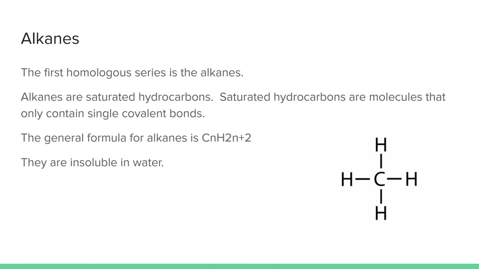 Homologous Series
National 5 Chemistry Hydrocarbons
Hydrocarbons are compounds made of hydrogen and carbon atoms only.
A homologous series i