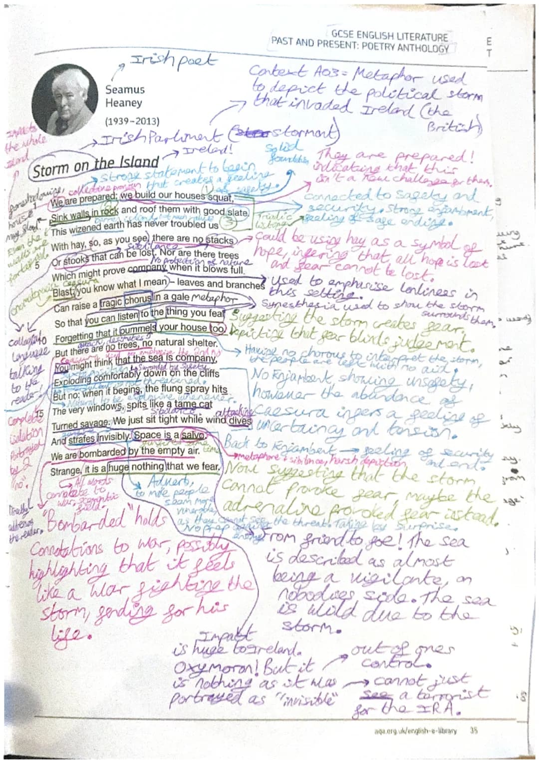 26
the whole
sind
(Storm on the Island
walls My V
Irish poet
Seamus
Heaney
nd roof the with good
En bha This wizened earth has never trouble