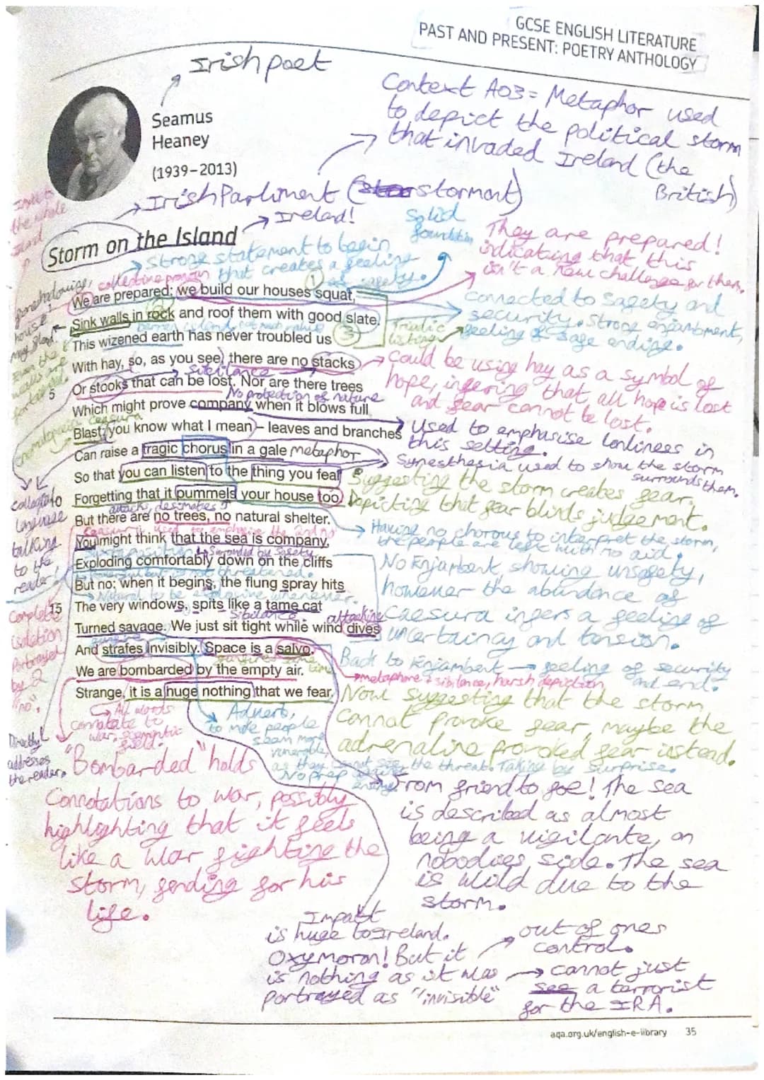 26
the whole
sind
(Storm on the Island
walls My V
Irish poet
Seamus
Heaney
nd roof the with good
En bha This wizened earth has never trouble