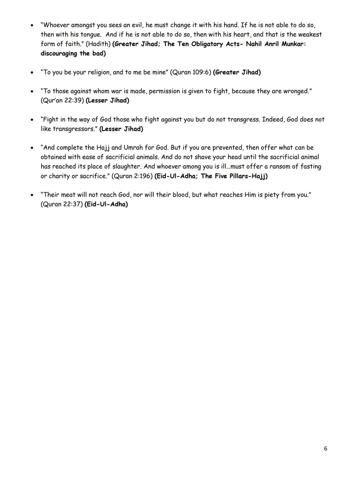 Islamic Paper:
Key Quotes
and Practise
Questions
1 Beliefs and Teachings
'You must believe in Allah, his angels, his holy books, his messeng