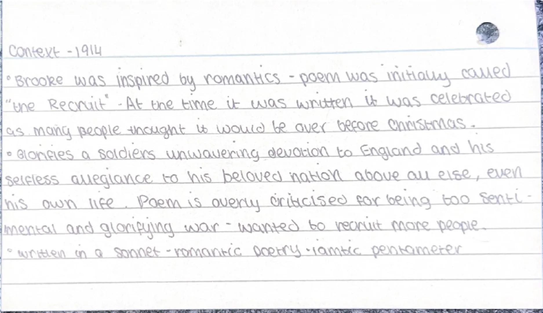 ## THE SOLDIER

Alu-before wiwi started-Brooke was inspired by romantics-poem was initiany caved the
recruit. At the time it was written it 