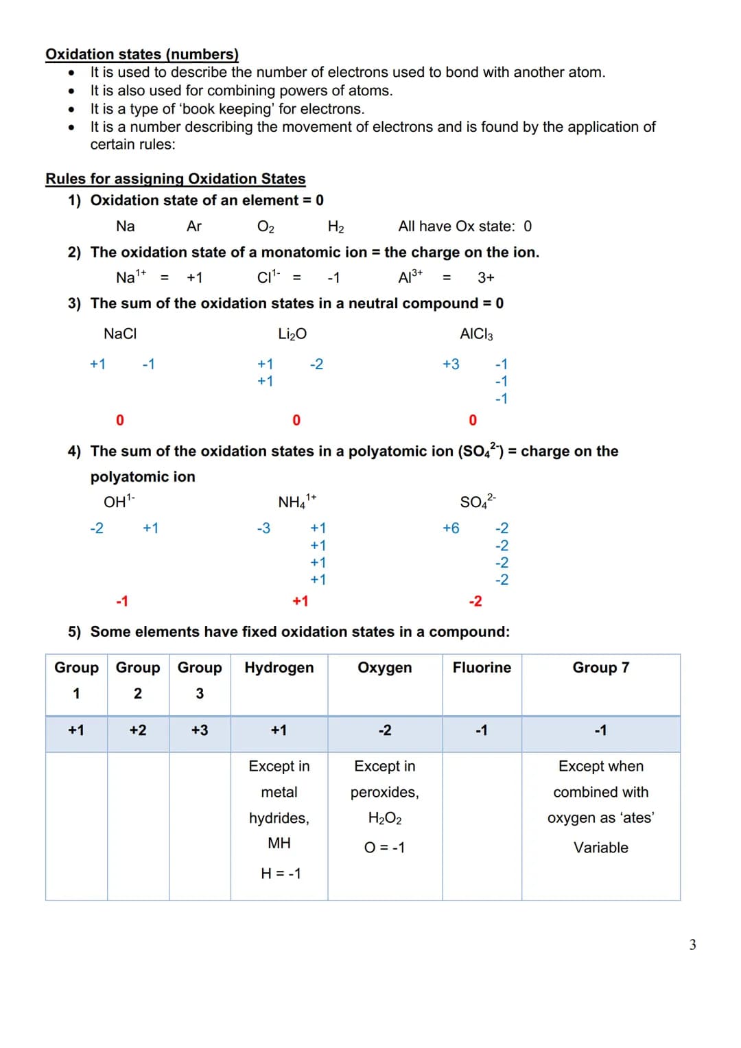 Oxidation and Reduction:
●
●
Oxidation and reduction reactions can be identified by looking at the reaction in terms of
electron transfer:
O