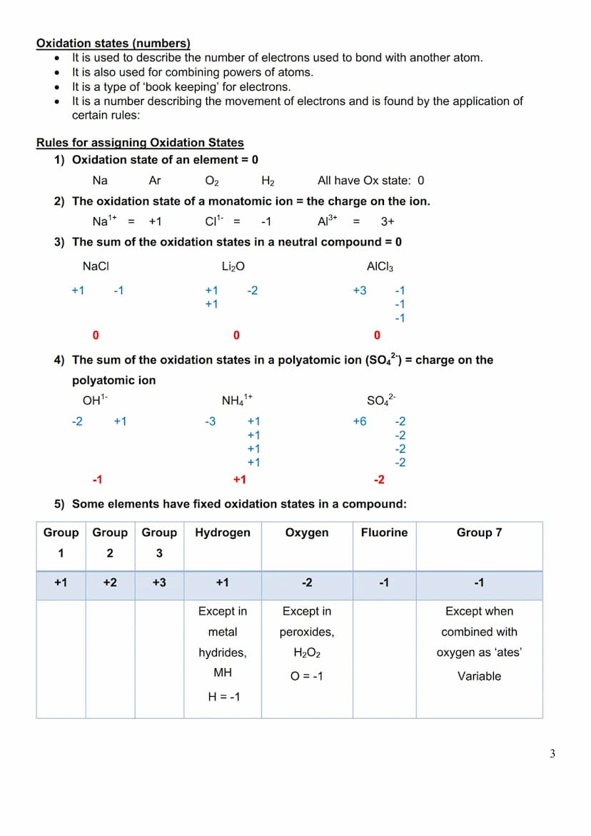 Oxidation and Reduction:
●
●
Oxidation and reduction reactions can be identified by looking at the reaction in terms of
electron transfer:
O