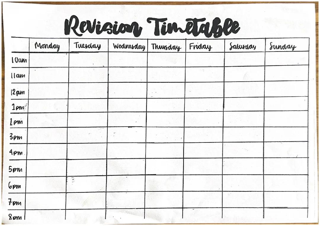 Revision Timetable