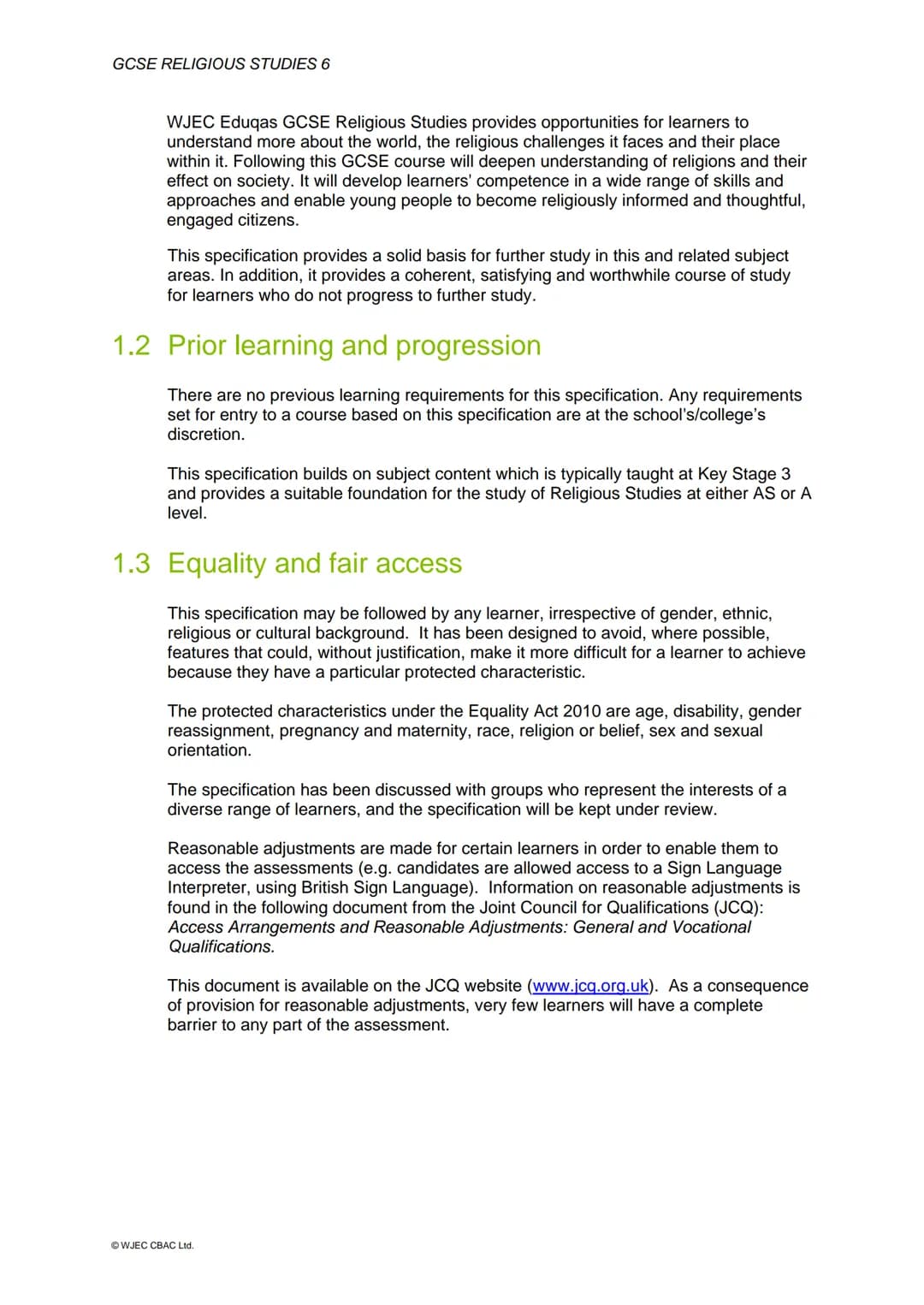 GCSE
eduqas
Part of WJEC
WJEC Eduqas GCSE in
RELIGIOUS STUDIES
ACCREDITED BY OFQUAL
SPECIFICATION
Teaching from 2016
For award from 2018
Ver