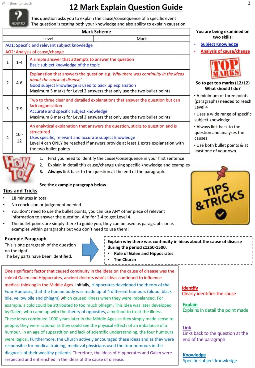 @mrthorntonteach
British Medicine Through Time,
1200 to 2000
Revision Guide
Name:
MEDICINE THROUGH TIME
Key Topics
1.Medieval Medicine (1250