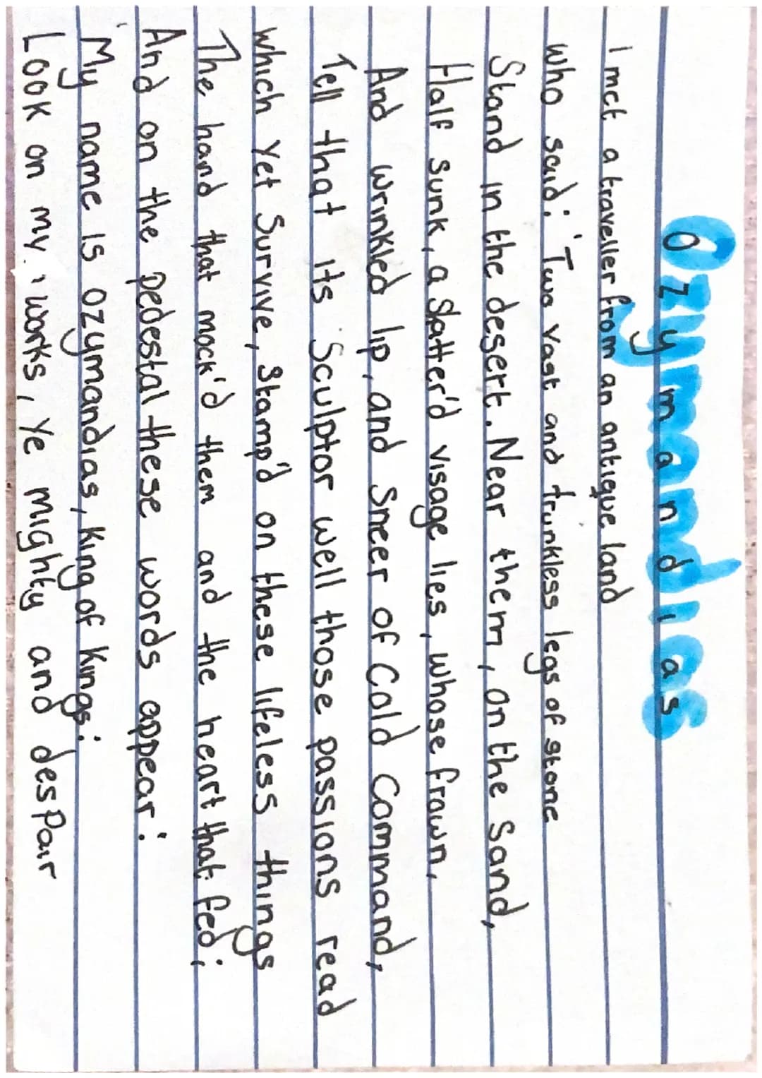 Ozymandias flash cards 