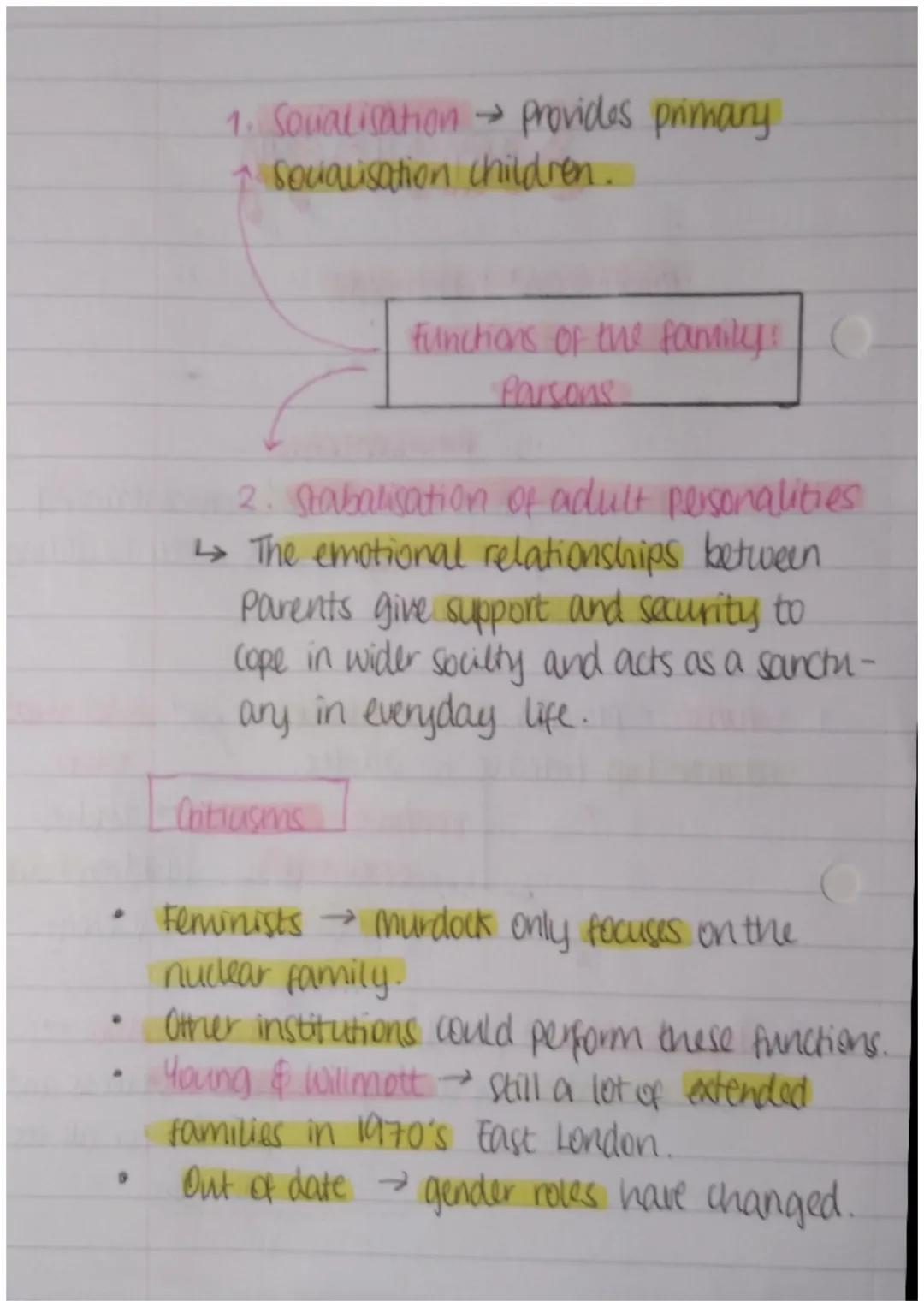 # Sociology

Families and households

Functionalism:
The family is a vital 'organ' in maintaining
the 'body' of society, and is a key buildi
