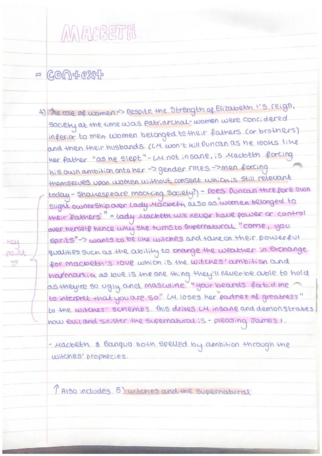 # MACBETH

- context

1) Shakespeare's time -> shanespeare wrote at the time of two
monarchs: Queen Elizabeth I (protestant) and James I (pr
