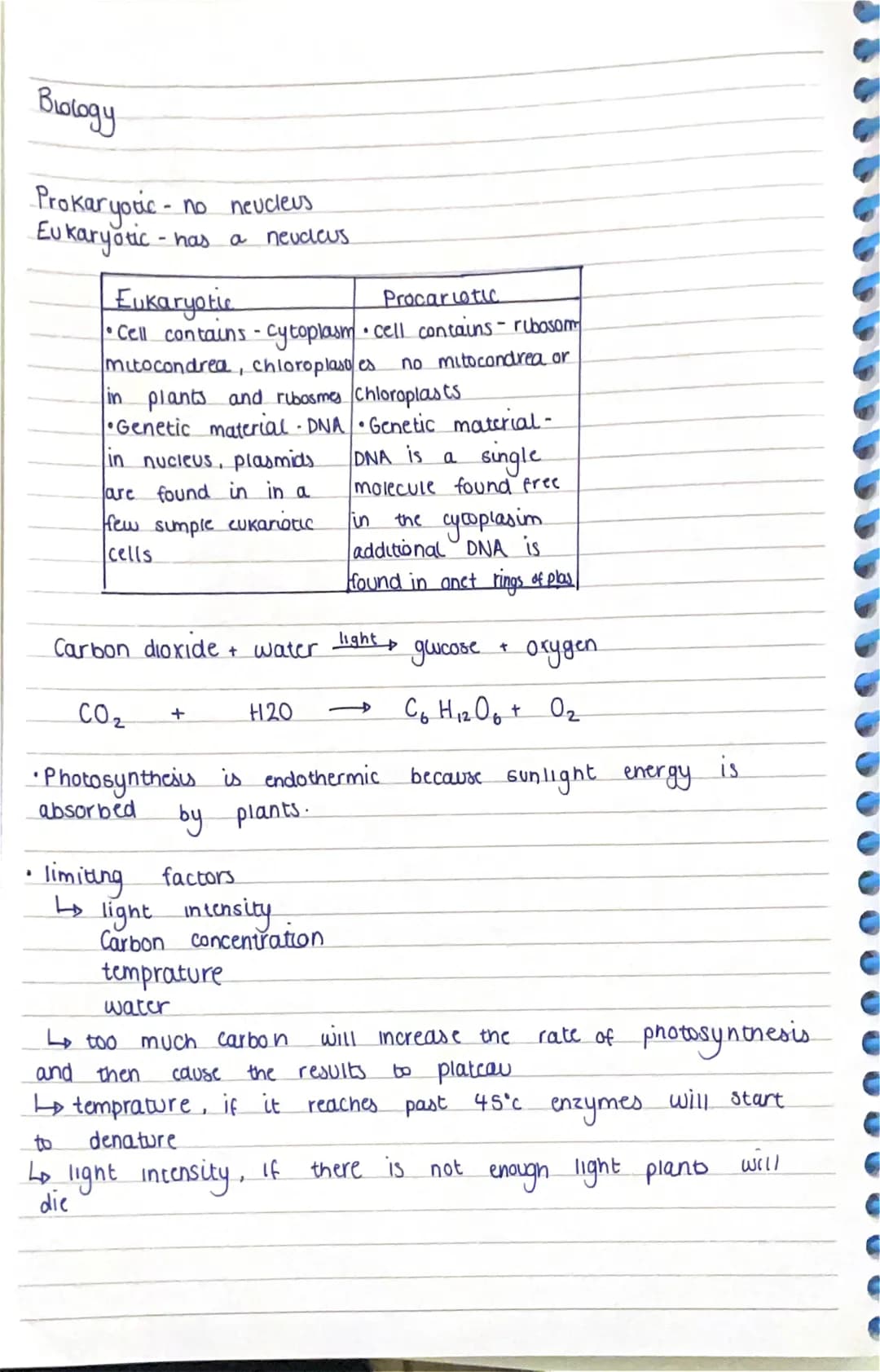 Biology
Prokaryotic - no neucleus
Eukaryotic - has a neucleus.
Eukaryotic
Procariotic
• Cell contains -
s-cytoplaum. • cell contains - rubas