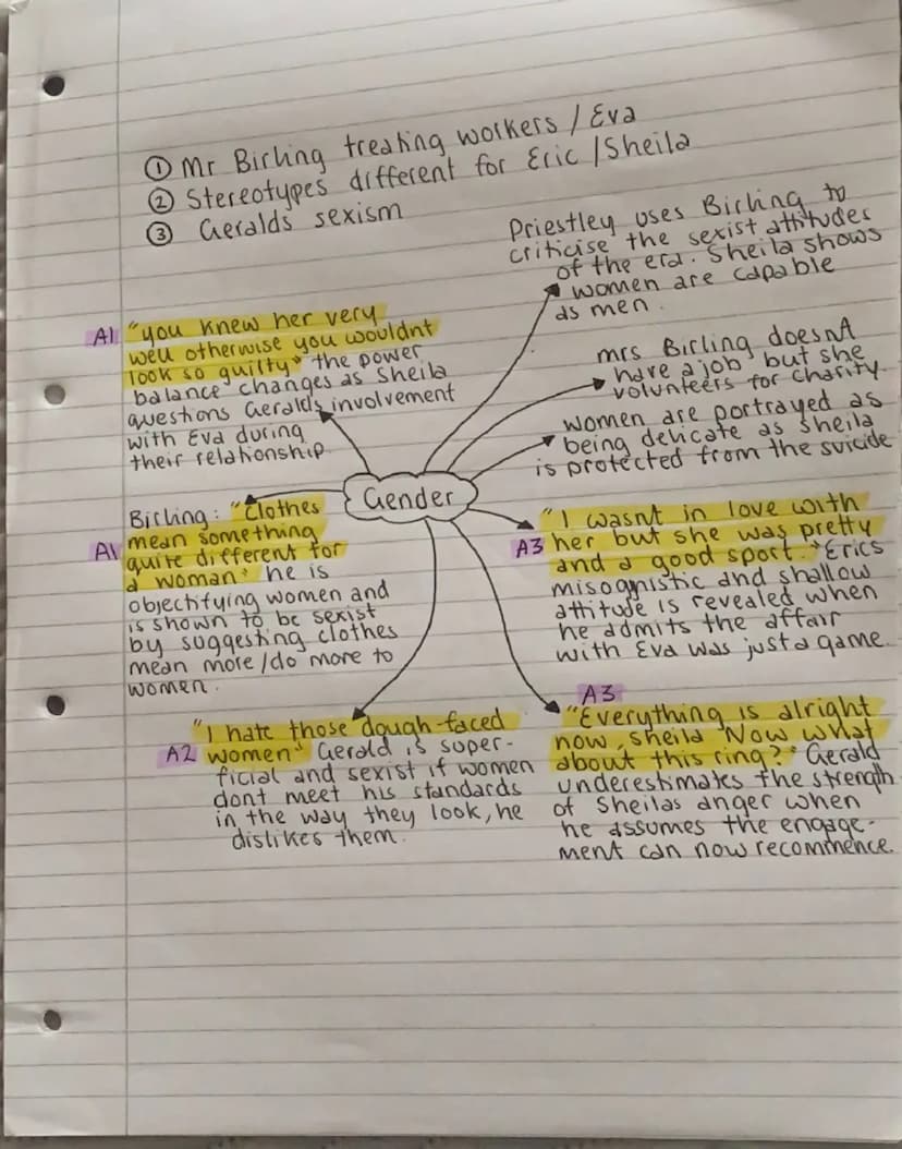AIC
①erics rape - legality
mrs B ignoring her
③Sheilas act of envy.
t
Gerald Billings base their
morality on their class: "we,
Aldre respect