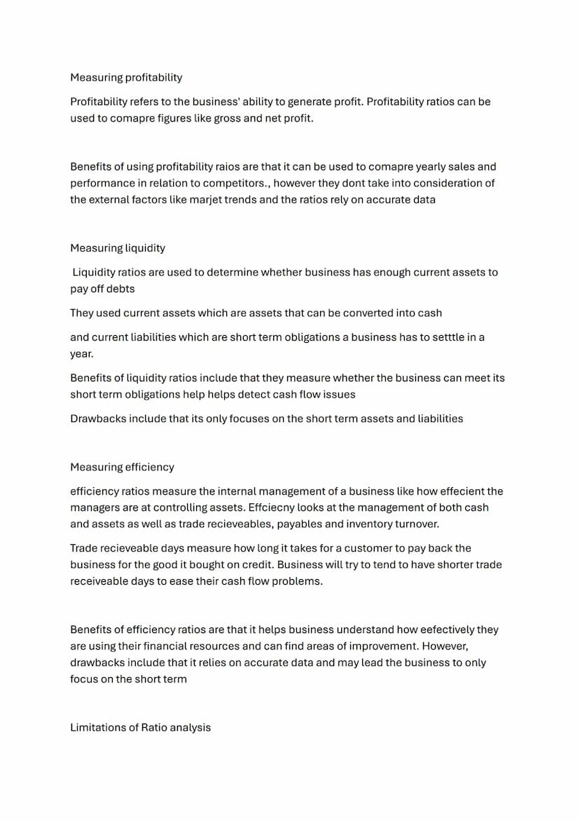 /Business finance notes
Purposes of accounting
1. management of business - helps business plan for the future as accounting
provides the inf