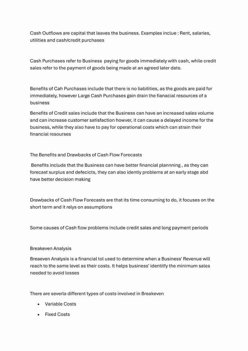 /Business finance notes
Purposes of accounting
1. management of business - helps business plan for the future as accounting
provides the inf