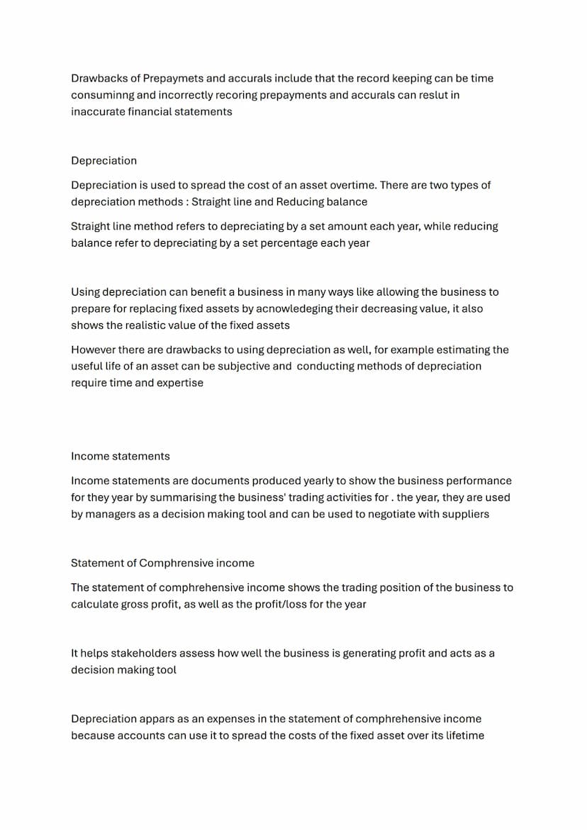 /Business finance notes
Purposes of accounting
1. management of business - helps business plan for the future as accounting
provides the inf