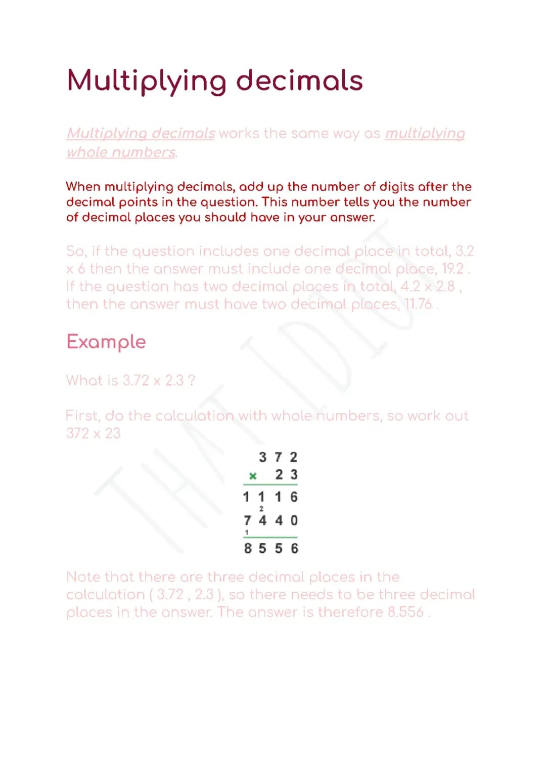 Multiplying decimals