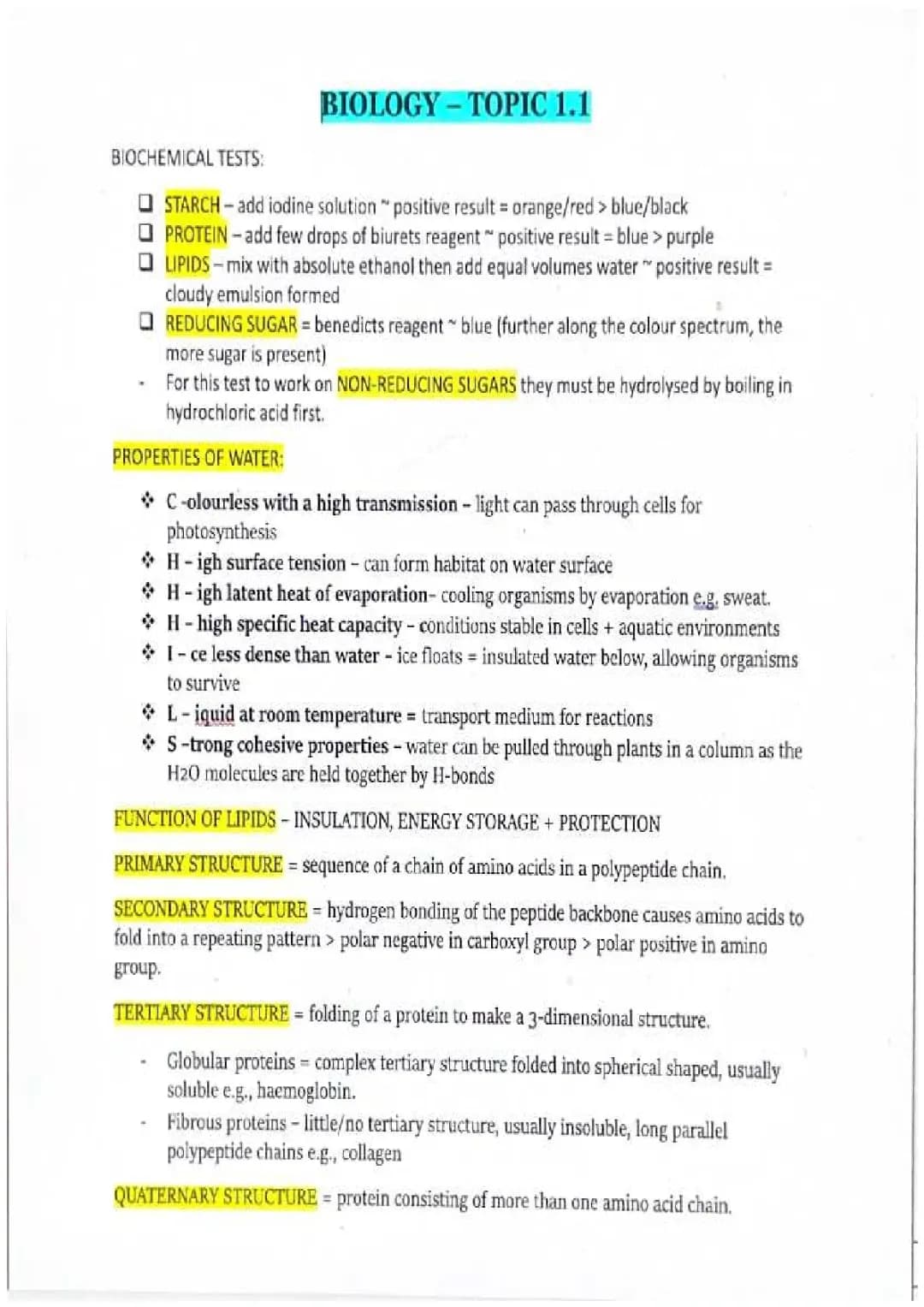 TOPIC 1.1 AS LEVEL BIOLOGY WJEC