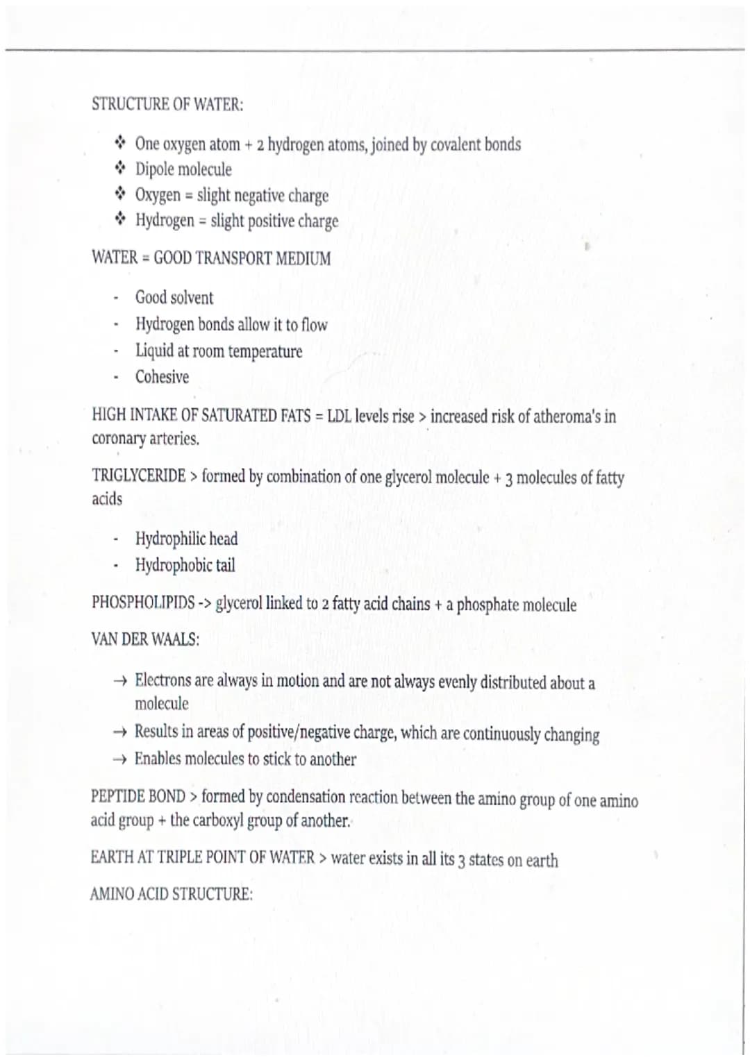BIOLOGY-TOPIC 1.1
BIOCHEMICAL TESTS:
STARCH -add iodine solution positive result = orange/red > blue/black
PROTEIN-add few drops of biurets 