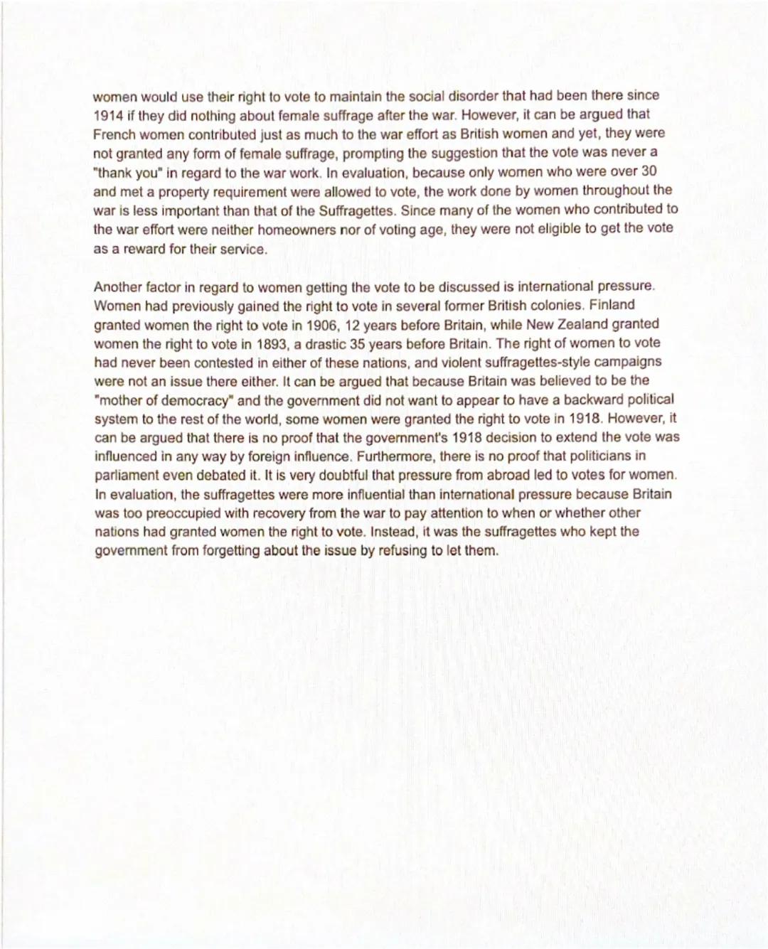 Prior to some women receiving the right to vote in 1918, it was believed that women were
inferior to men physically, mentally and emotionall
