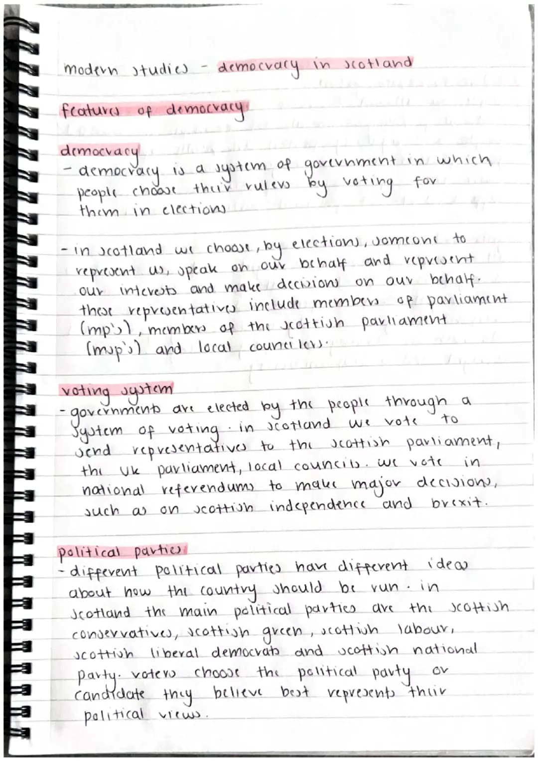 modern studies.
features of democracy.
democracy
democracy is a system of government in which.
people choose their rulevs by voting for
them