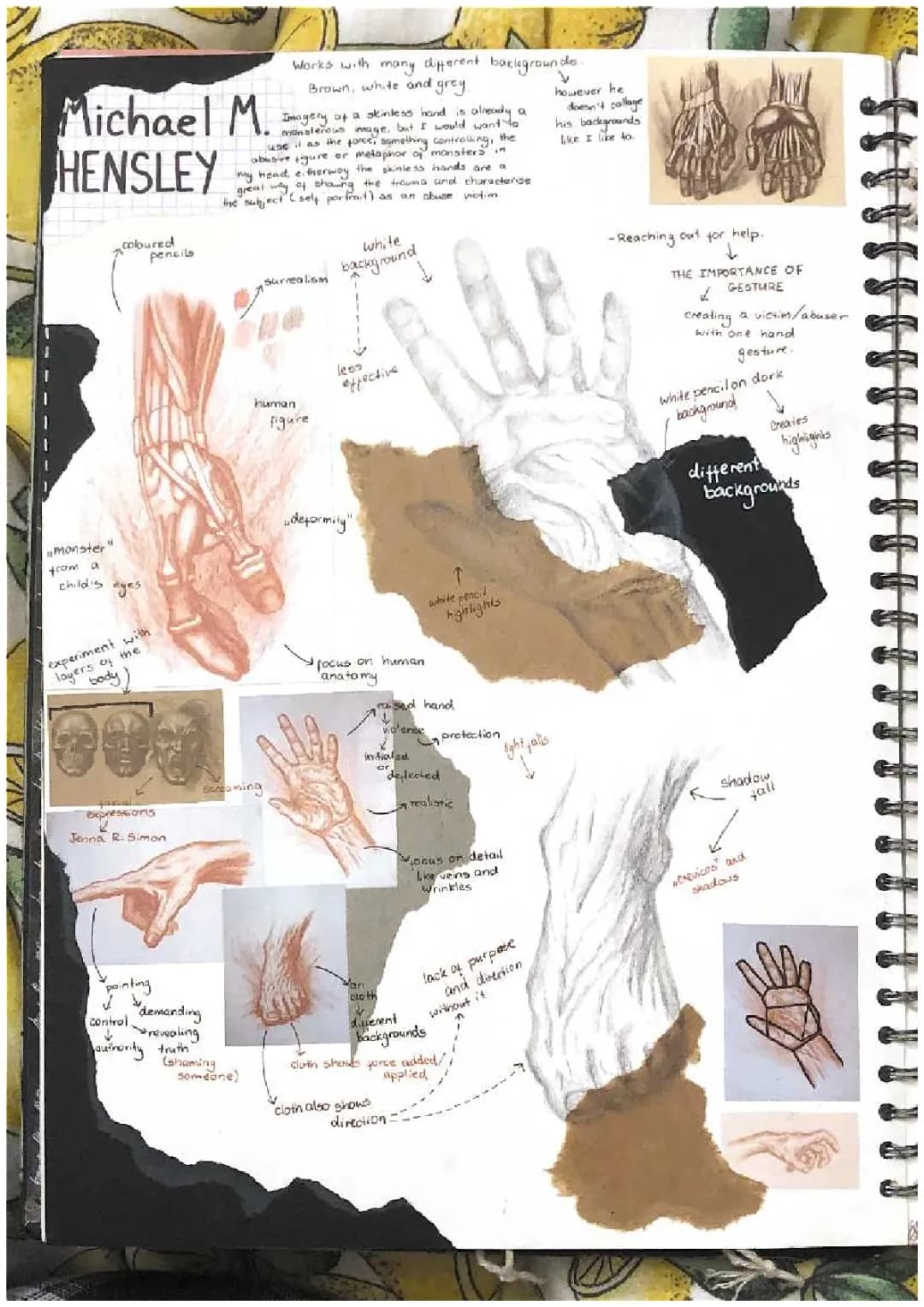 Grade 9 Art Sketchbook: Body Anatomy and Self-Portraits by Michael M. Hensley