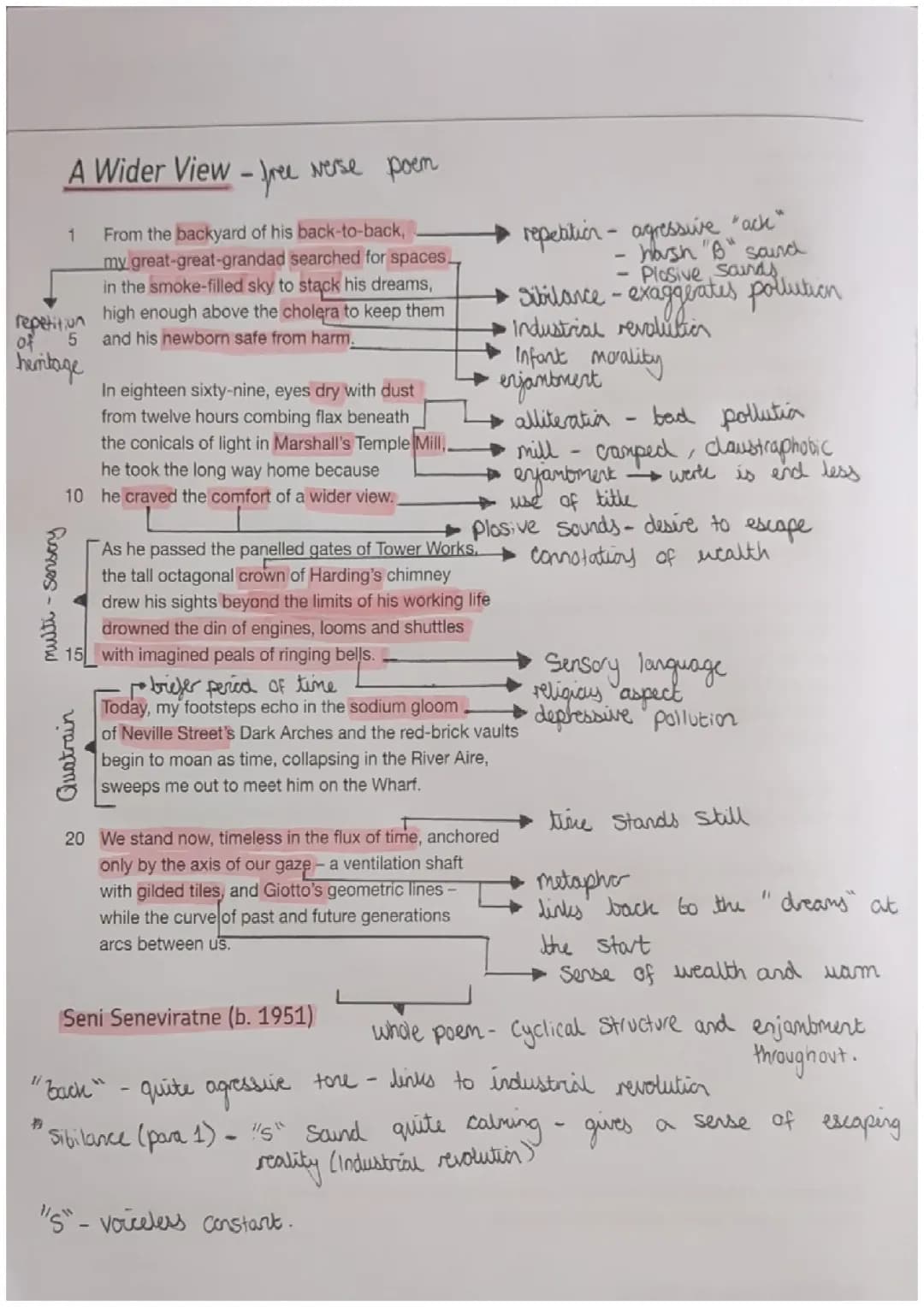 AQA World's and lives " A Wider View" poem annotations.