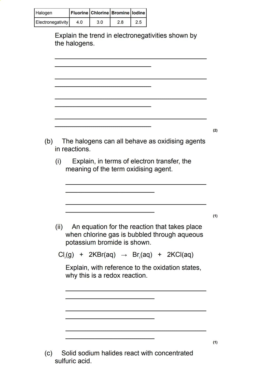 Q1.
This question is about Group 7 chemistry.
(a) Sea water is a major source of iodine.
The iodine extracted from sea water is impure. It i