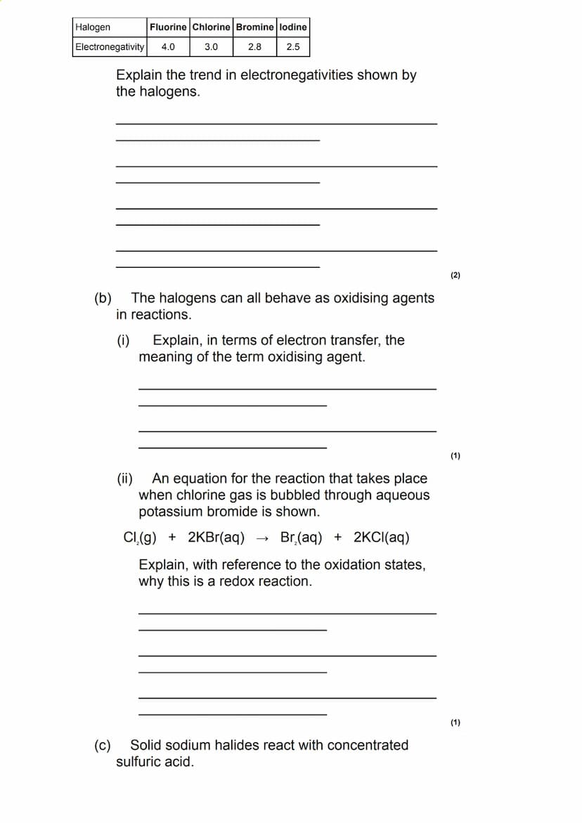 Q1.
This question is about Group 7 chemistry.
(a) Sea water is a major source of iodine.
The iodine extracted from sea water is impure. It i