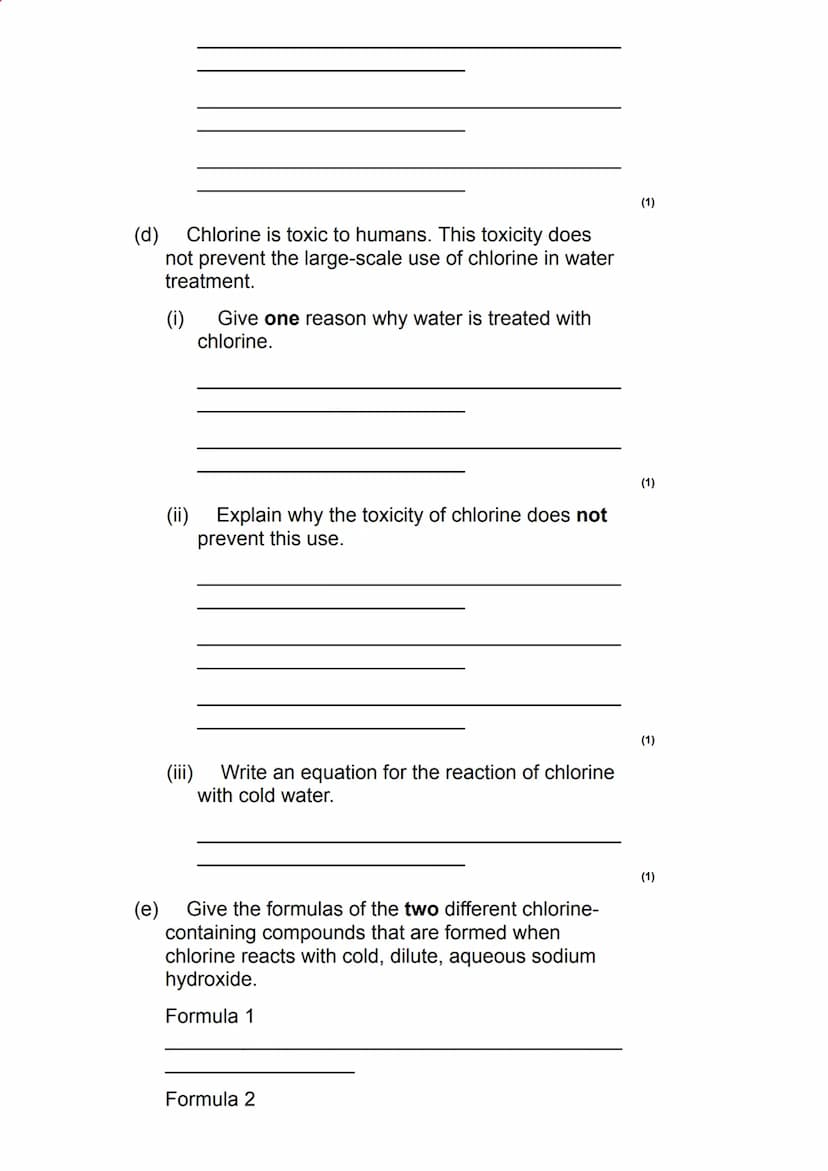 Q1.
This question is about Group 7 chemistry.
(a) Sea water is a major source of iodine.
The iodine extracted from sea water is impure. It i
