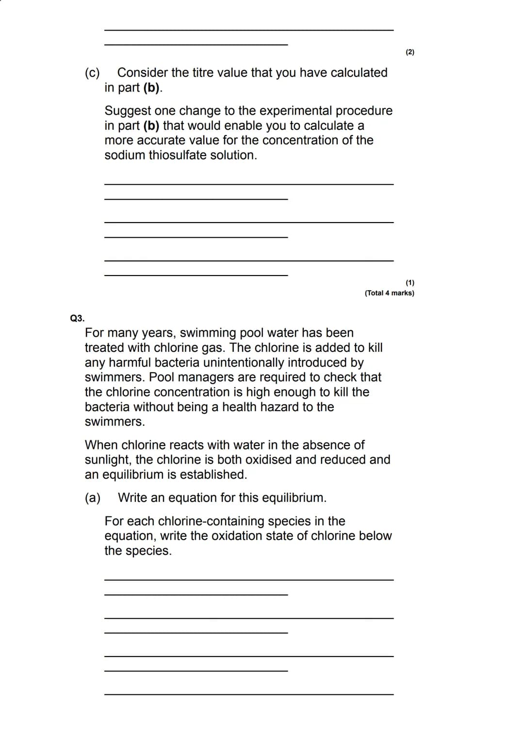 Q1.
This question is about Group 7 chemistry.
(a) Sea water is a major source of iodine.
The iodine extracted from sea water is impure. It i