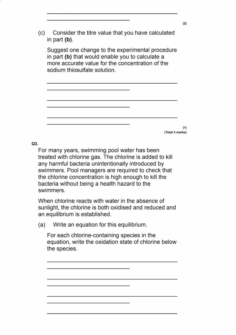 Q1.
This question is about Group 7 chemistry.
(a) Sea water is a major source of iodine.
The iodine extracted from sea water is impure. It i