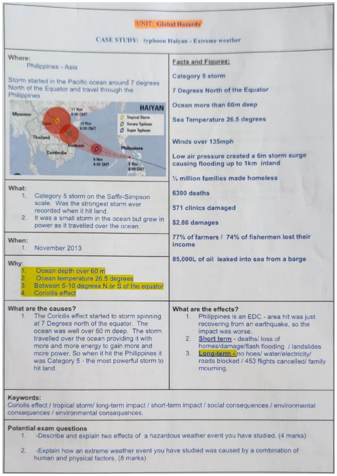 Where:
Philippines Asia
UNIT Global Hazards
CASE STUDY: typhoon Haiyan - Extreme weather
Storm started in the Pacific ocean around 7 degrees