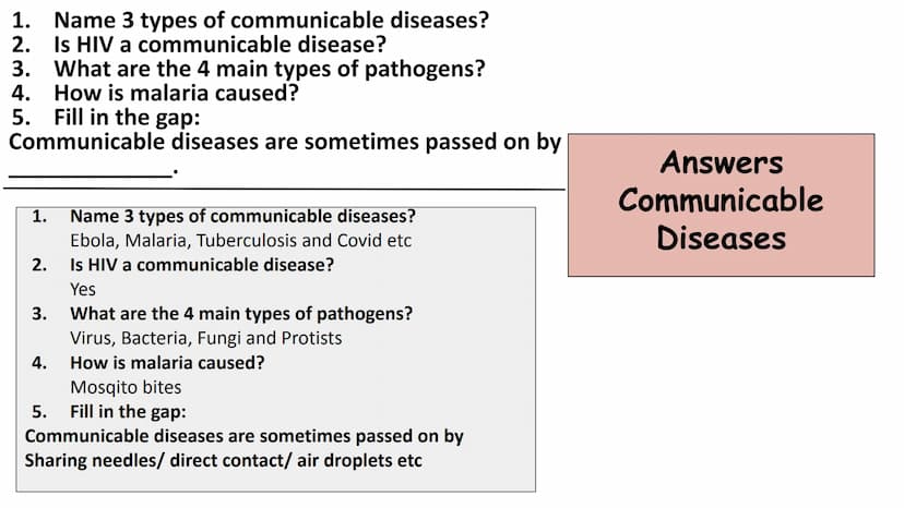 Health & Disease Revision
Communicable diseases, Non Communicable diseases, Vaccinations, Antibiotics,
Cardiovascular Disease Communicable D
