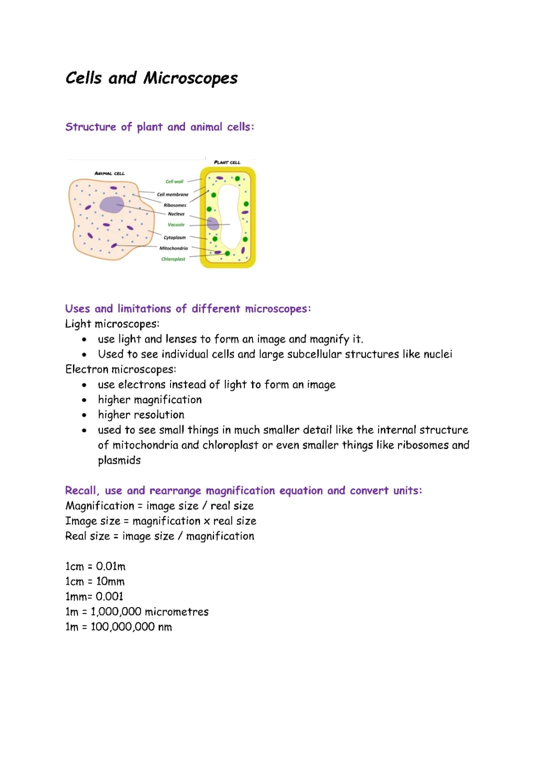 Cells and Microscopes