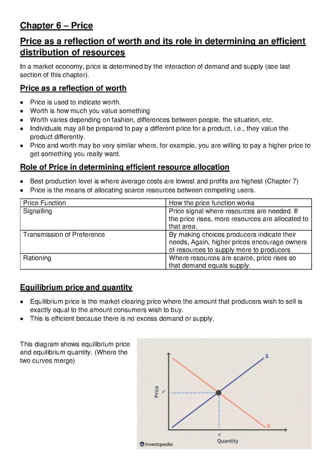 GCSE OCR Economics - Chapter 6: Price 