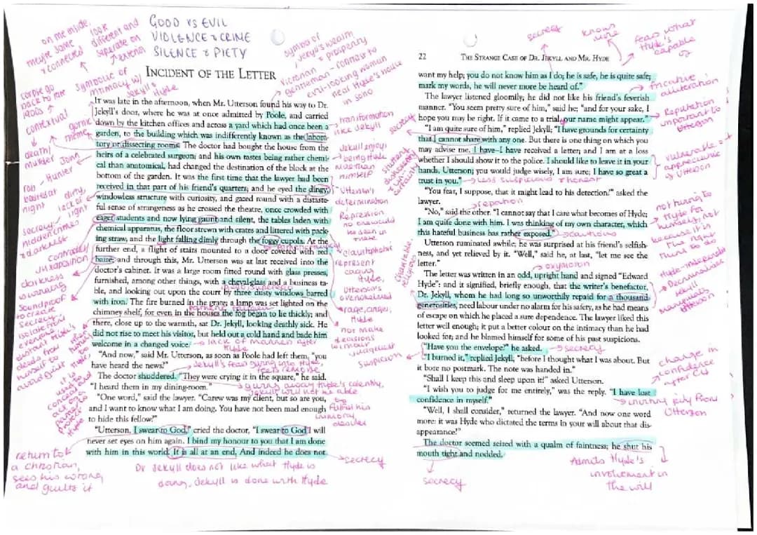 Dr. Jekyll and Mr. Hyde Chapter 5: Annotated Analysis of 'The Incident of the Letter'