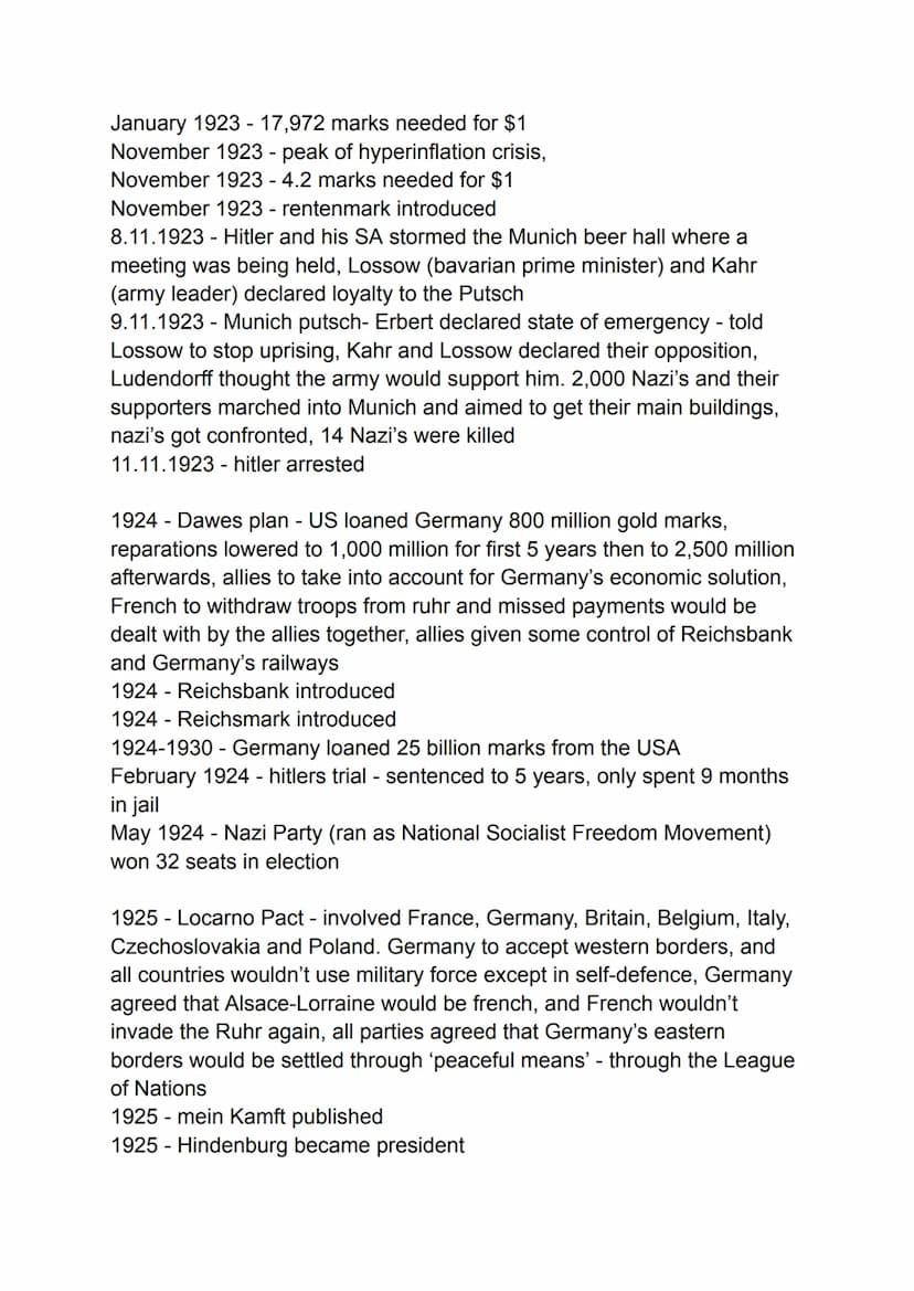 09.11.1918 - Kaiser abdicates
10.11.1918 new republic set up - headed by Erbert
11.11.1918- armistice signed
January 1919 - German worker's 