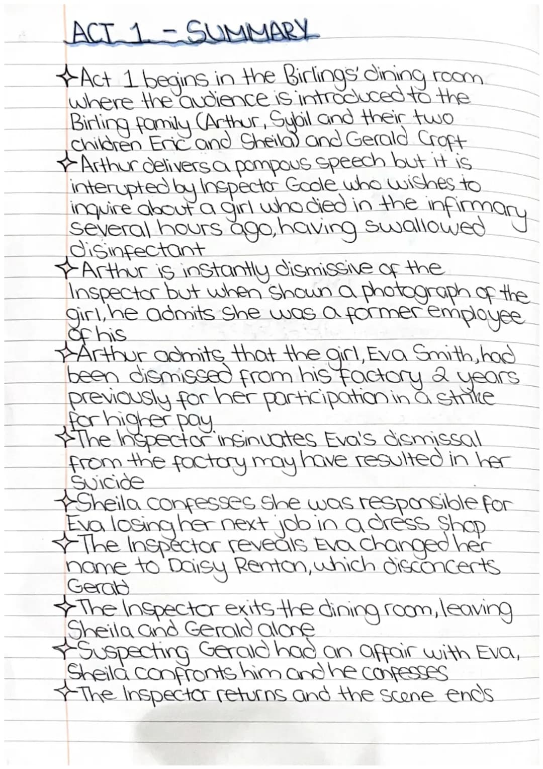 An Inspector Calls Act 1 - summary and key quotations