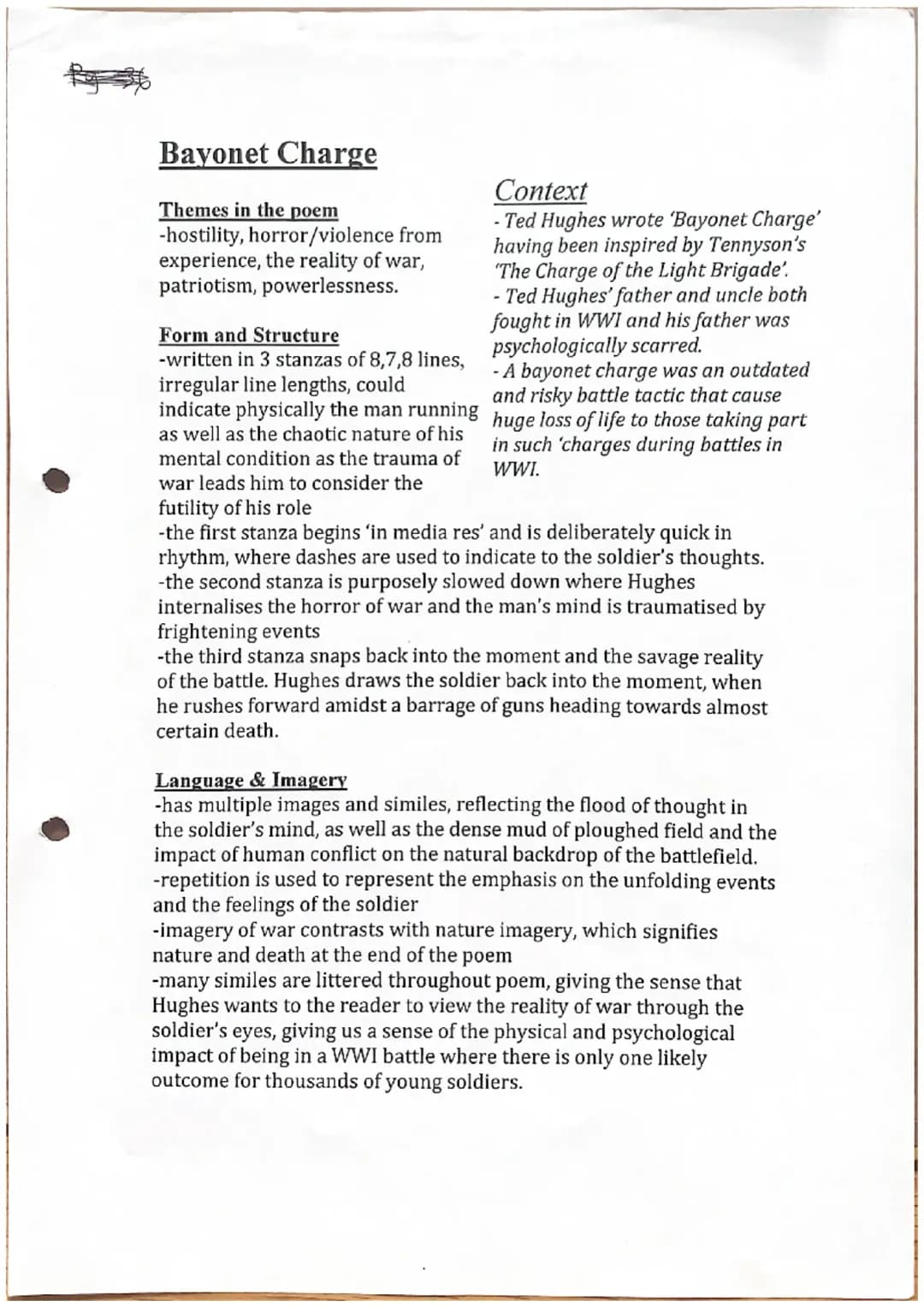 POWER AND CONFLICT POETRY: Bayonet charge by Ted Hughes analysed