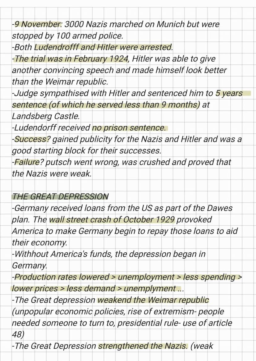 HISTORY TEST
Topics:
M
Golden Years of Stresemann (pages 26-29)
SA (page 34)
Hitler's Henchmen (pages 36-37)
Munich Putsch (pages 38-42)
The
