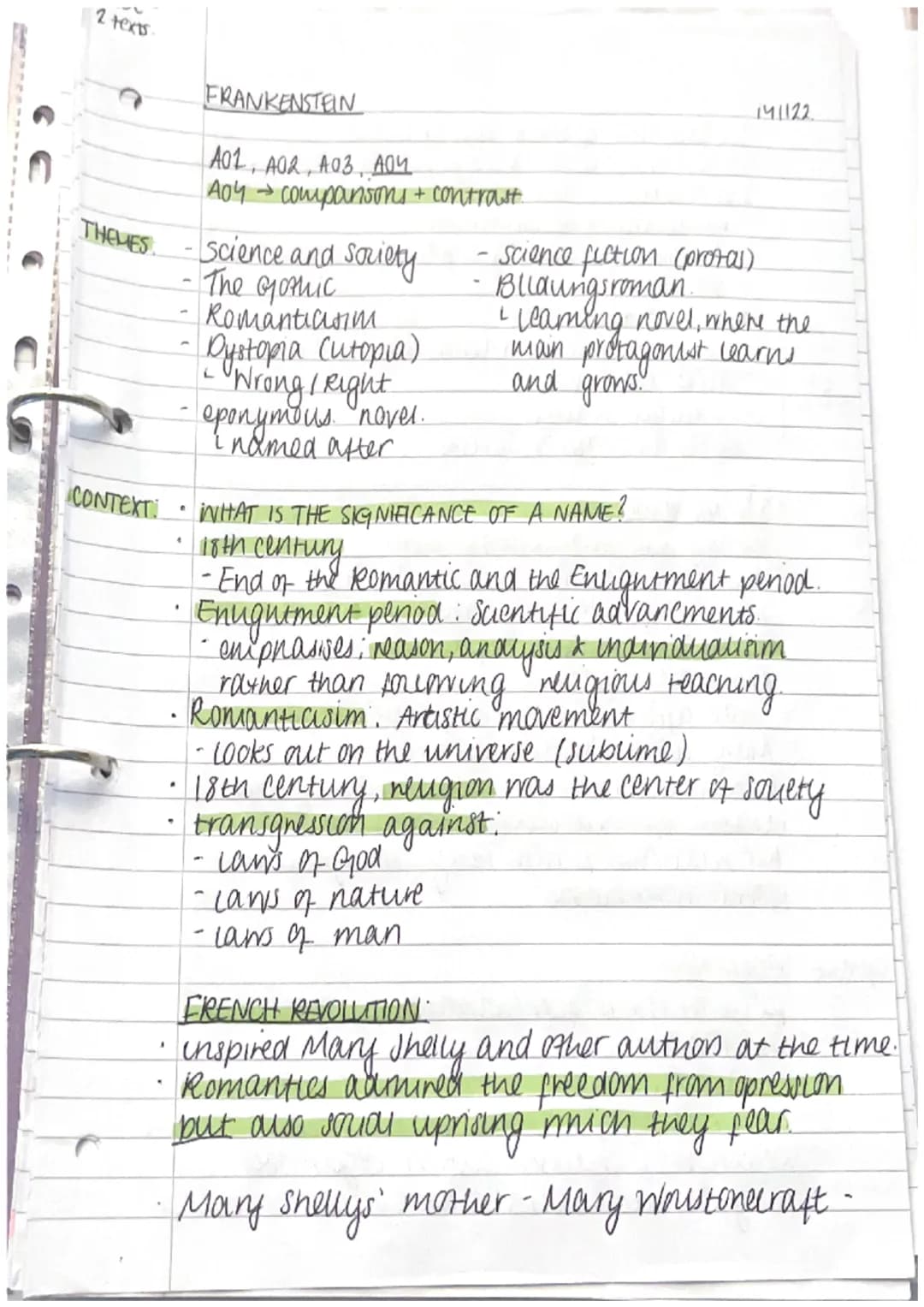 <h2 id="gothicliteraturethemesandcontext">Gothic Literature Themes and Context</h2>
<h3 id="thesignificanceofaname">The Significance of a Na
