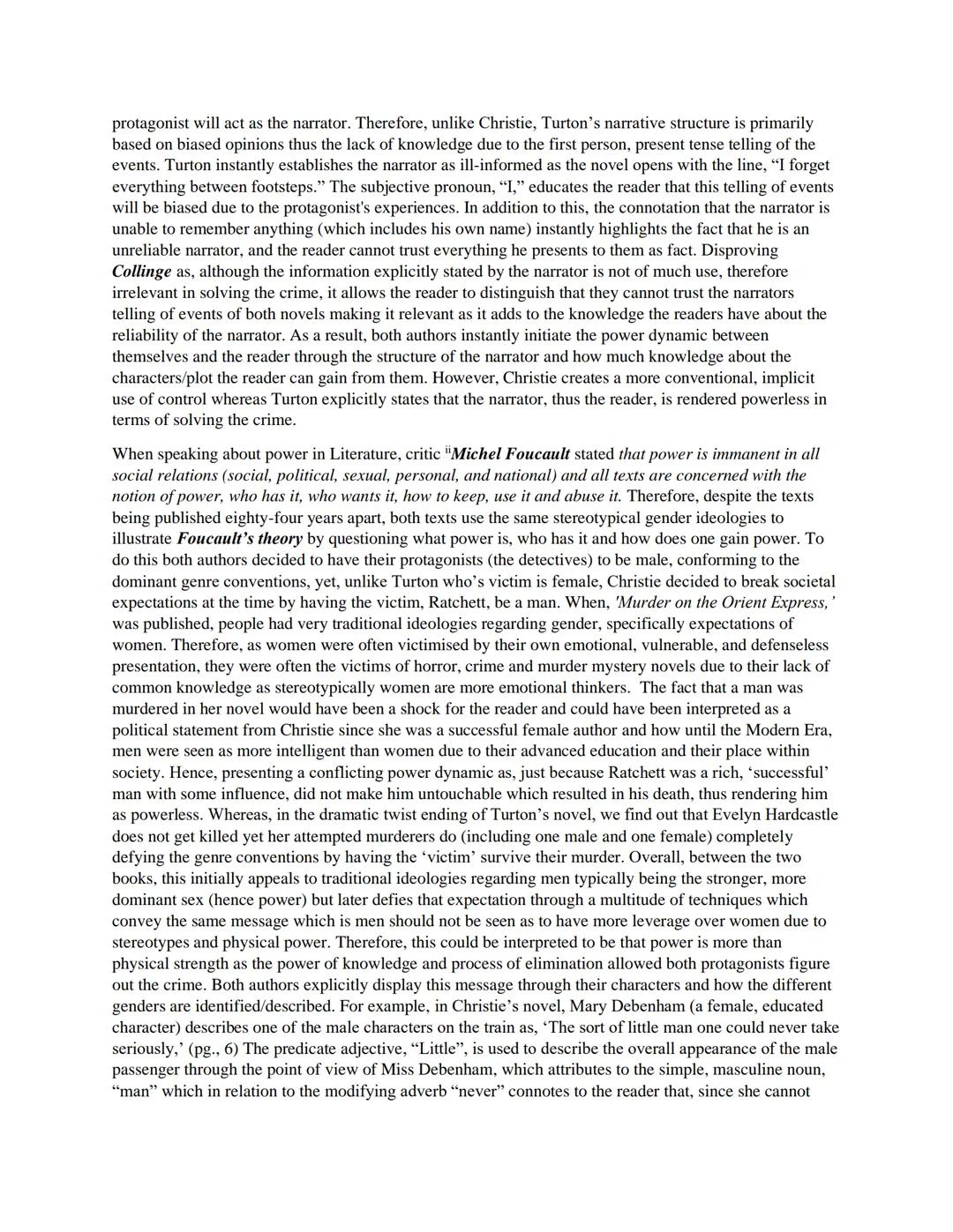 Compare how the writers explore the use of knowledge and intelligence as a form of power through
their work, 'Murder on the Orient Express,'